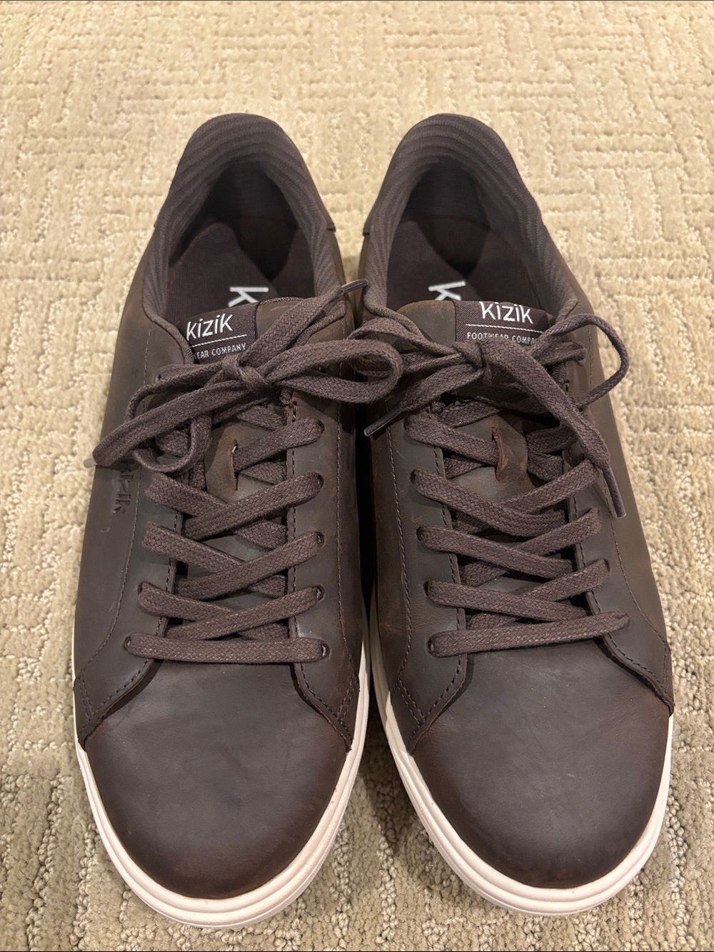 Kizik Vegas 2 Men’s/Women’s Brown Leather Lace Up or Hands Free Sneakers